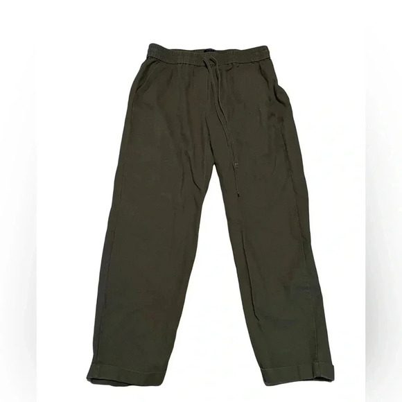 J.Crew Women Linen Blend Pants Green Size 6 Cropped Cuffed Hems BOHO Comfy - Picture 2 of 5
